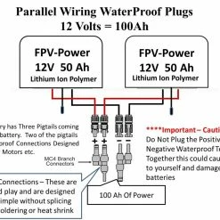 FPV-Power 100ah 2x50Ah V3 Lithium Batteries In Parallel (2x 10ah Chargers) Kayak Fishing